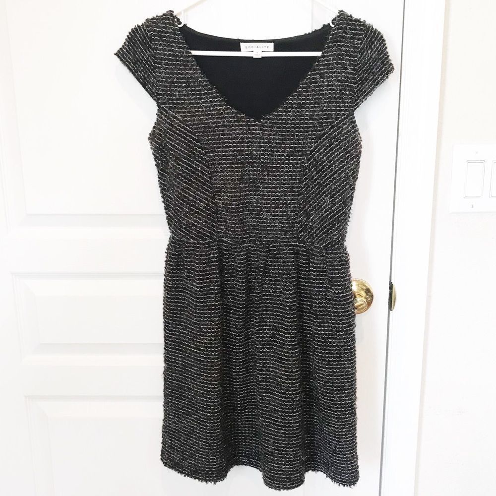SOCIALITE | Nordstrom black & Silver Tweed Dress